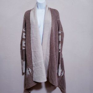 BB Dakota Wool Blend Brown White Knit Cardigan Southwest Aztec